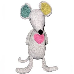 ILahui Plush Mouse Stuffed Animal – Gray Soft Toy with Heart & Colorful Ears
